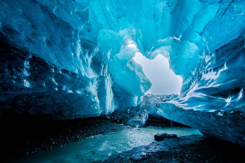 Blue crystal ice cave in Iceland